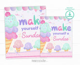 Make Your Own Sundae Sign, Ice Cream Party Decor (Digital Download)