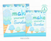 Make Your Own Sundae Sign, Ice Cream Birthday Party (Digital Download)
