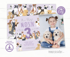 Puppy Adoption Birthday Paw-ty Invitation with Photo (Editable Digital Item)