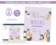 Puppy Adoption Birthday Welcome Sign, Dog Pawty Decor (Digital)