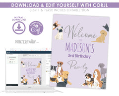 Puppy Adoption Birthday Welcome Sign, Dog Pawty Decor (Digital)