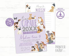 Puppy Adoption Birthday Time Capsule, Dog Party Decor (Editable Digital Item)