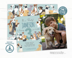 Puppy Adoption Birthday Party Invitation, Photo, Editable (Digital)