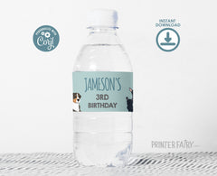 Puppy Birthday Water Bottle Label, Editable Pet Adoption Party (Digital Item)
