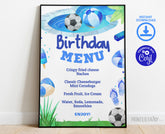 Pool & Soccer Birthday Party Menu, Editable Food Sign (Digital)