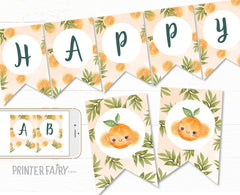 Sweet Orange Birthday Banner, Summer Party Decorations (Editable Download)