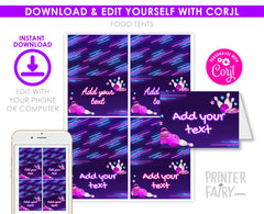 Bowling Birthday Party Food Tents, Editable Printable (Instant Download)