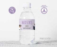 Puppy Adoption Birthday Water Bottle Label, Editable Dog Party (Digital Item)