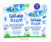 Pool Soccer Party Sign, Editable Template (Digital)