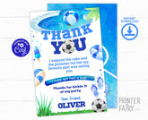 Soccer Pool Party Thank You Card, Kids Birthday (Digital Editable)