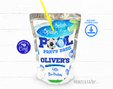 Soccer Pool Party Drink Pouch Label, Editable Birthday (Digital)