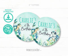 Sea Turtle Birthday Toppers, Under The Sea Party (Editable Digital Download)