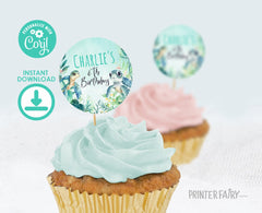 Sea Turtle Birthday Toppers, Under The Sea Party (Editable Digital Download)
