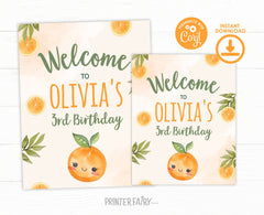 Sweet Orange Birthday Welcome Sign, Editable Template (Digital Download)