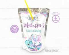 Under The Sea Birthday Party Drink Pouch Label, Editable (Digital Download)