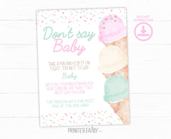 Ice Cream Baby Shower Games Editable Templates, (Digital Instant Download)