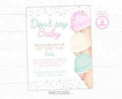 Ice Cream Baby Shower Games Editable Templates, (Digital Instant Download)