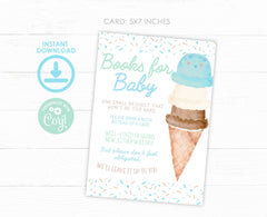 Ice Cream Baby Shower Books for Baby Sign and Card (Digital Download)