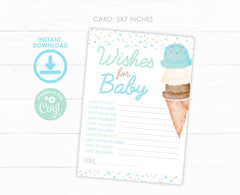 Ice Cream Baby Shower Wishes Sign and Card Templates (Digital Download)