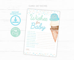 Ice Cream Baby Shower Wishes Sign and Card Templates (Digital Download)
