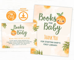 Orange Baby Shower Books for Baby Sign, Editable Template (Digital Download)
