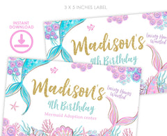 Mermaid Gable Box Label, Under The Sea Birthday (Digital Item)