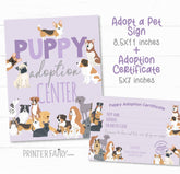 Adopt a Puppy Party Sign, Puppy Adoption Certificate (Instant Download)