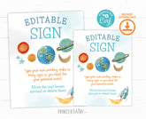 Editable Outer Space Birthday Sign, Rocket, Planets (Digital Download)