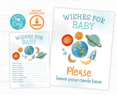 Editable Space Baby Shower Wishes Card (Digital Download)