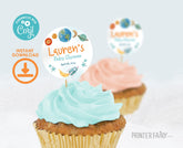 Editable Outer Space Cupcake Toppers, Rocket Ship, Planets (Digital Download)