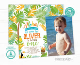 Photo Luau Birthday Invitation, Tropical Party (Editable Digital Invite)