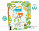 Editable Luau Birthday Invitation, Tropical Beach Party (Digital Invite)