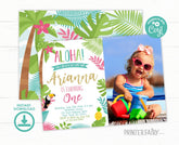 Editable Luau Birthday Photo Invitation, Tropical Party (Digital Invite)