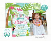 Editable Luau Birthday Invitation with Photo (Digital Download)