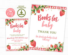 Strawberry Baby Shower Books for Baby Sign (Digital Download)