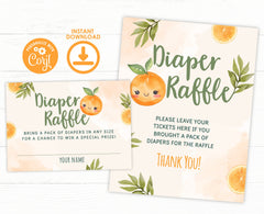 Orange Baby Shower Diaper Raffle Sign and Cards (Digital Download)
