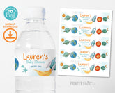 Space Birthday Water Bottle Label, Rocket Ship, Editable Template (Digital Item)