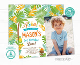 Editable Luau Birthday Invitation, Beach Party Invite (Digital)