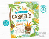 Editable Luau Birthday Invitation, Hawaiian Beach Party (Digital Invite)