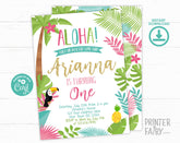 Luau 1st Birthday Invitation, Editable Tropical Party (Digital Invite)