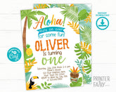 Editable Luau Birthday Invitation, Tropical Party (Digital Invite)