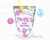 Dragon Birthday Party Drink Pouch Label, Editable (Digital Download)