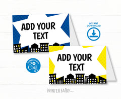 Editable Superhero Birthday Food Tents Template INSTANT DOWNLOAD
