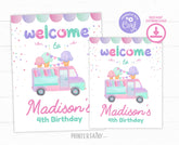 Ice Cream Truck Birthday Welcome Sign, Editable Party Decor (Digital Download)