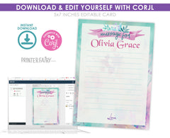 Princess First Birthday Time Capsule Sign & Card (Editable Digital Download)