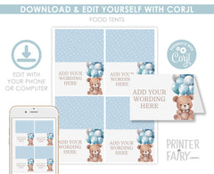 Bear Printable Food Cards Editable Templates, Instant Download