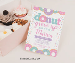 Donut Grow Up Birthday Invitation, Editable Party Template (Digital Download)