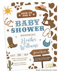 Cowboy Baby Shower Invitation, Wild West Rodeo (Editable Digital Item)