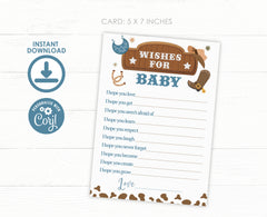 Cowboy Baby Shower Games, Wishes Card and Sign (Digital Download)