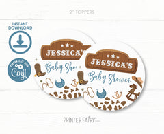 Editable Cowboy Baby Shower Cupcake Toppers (Digital Download)